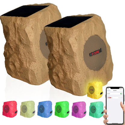 5Core Outdoor Wireless Speakers Bluetooth Rock Waterproof Linkable TWS Garden Speaker BROWN