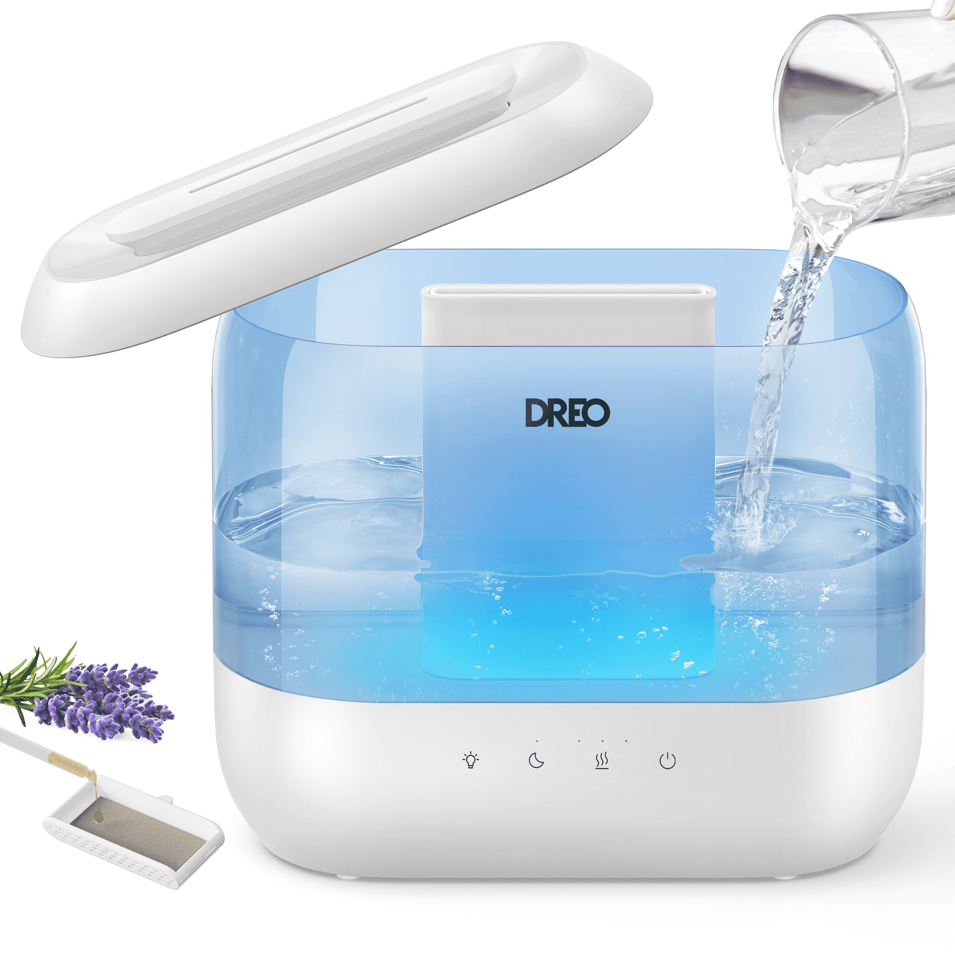 Humidifier for Bedroom, 4L Cool Mist Top-Fill Ultrasonic Humidifiers, Essential Oil Diffuser and Nightlight, 32H Runtime, 28Db Quiet Vaporizer Humidifier for Home, Baby Room, Touch Control