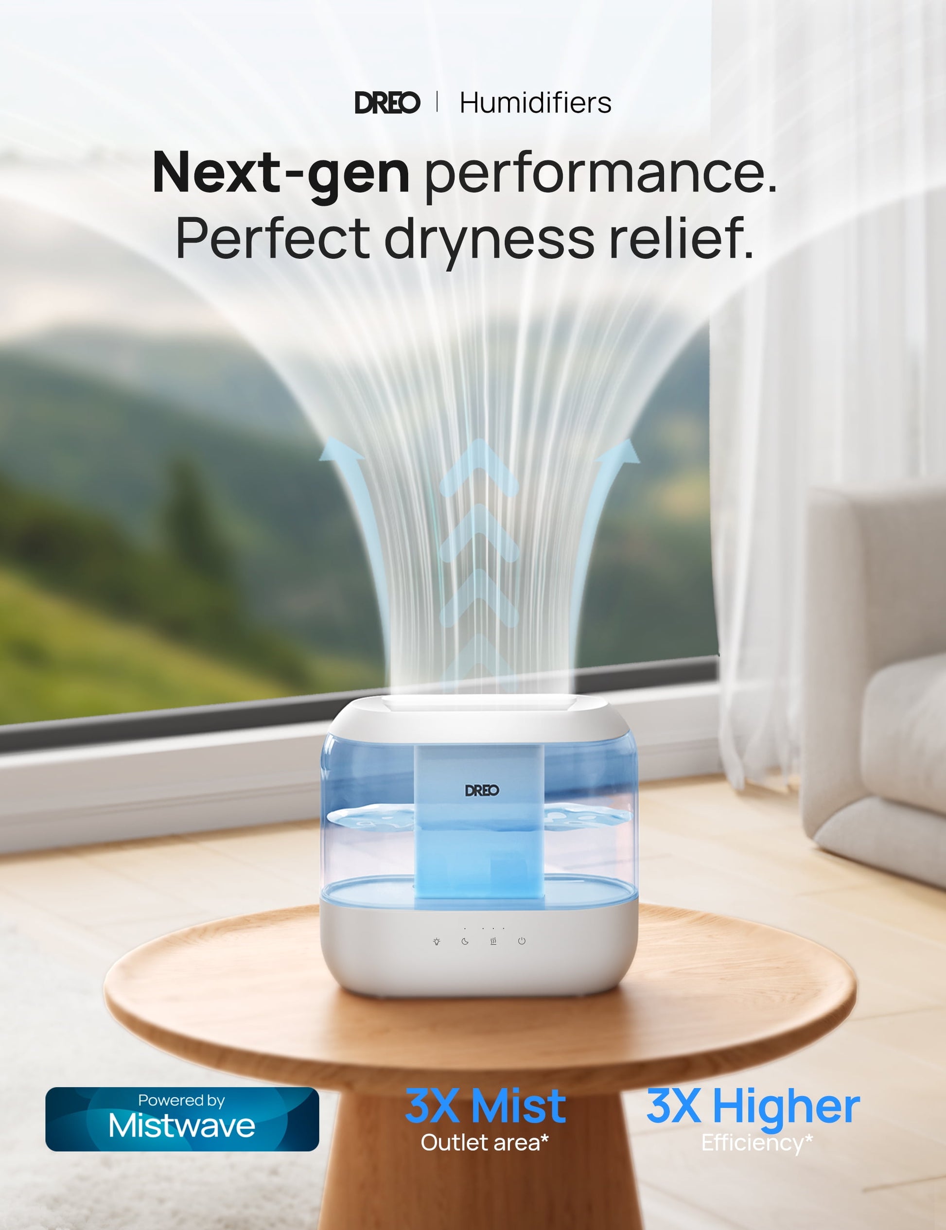 Humidifier for Bedroom, 4L Cool Mist Top-Fill Ultrasonic Humidifiers, Essential Oil Diffuser and Nightlight, 32H Runtime, 28Db Quiet Vaporizer Humidifier for Home, Baby Room, Touch Control