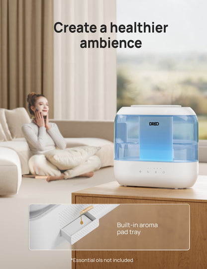 Humidifier for Bedroom, 4L Cool Mist Top-Fill Ultrasonic Humidifiers, Essential Oil Diffuser and Nightlight, 32H Runtime, 28Db Quiet Vaporizer Humidifier for Home, Baby Room, Touch Control